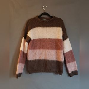 Simons brand mohair striped sweater. Neutrals. Like new, no pill balling. Warm.